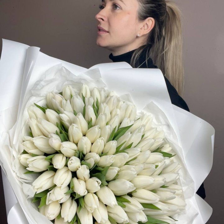 101 белый тюльпан №2 в Саратове