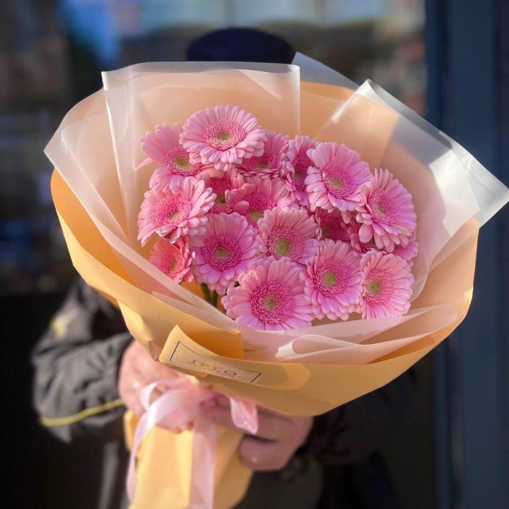 17 розовых гербер  в Саратове