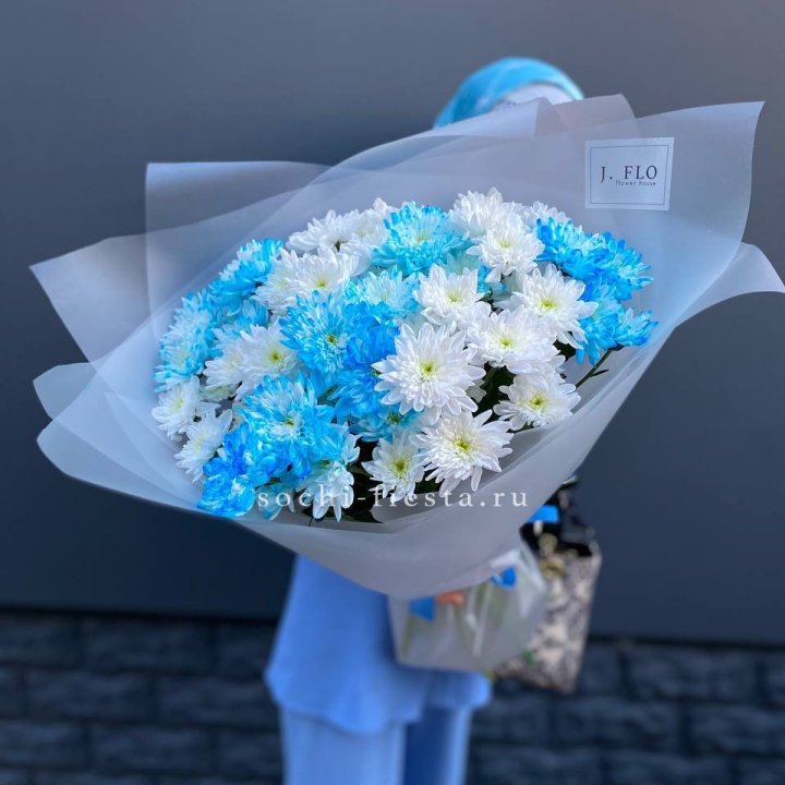 Букет хризантем "Голубая снежинка" в Саратове