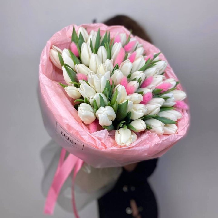 51 белый тюльпан "Рози" в Саратове