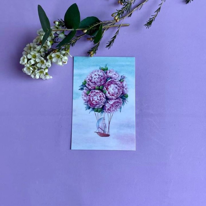 Открытка к букету "Пион" в Саратове