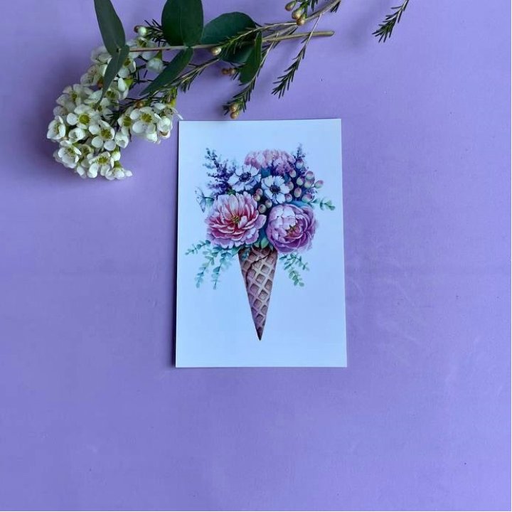 Открытка к букету "Цветочно-кремовый" в Саратове