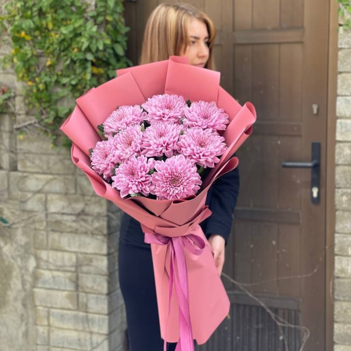 Букет хризантем розовый в Саратове