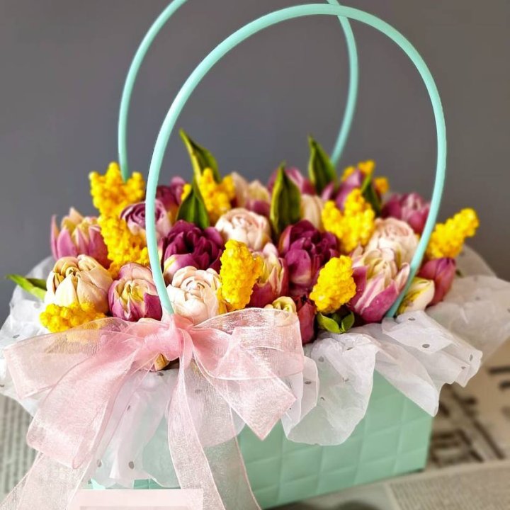 Тюльпаны в сумочке из зефира в Саратове