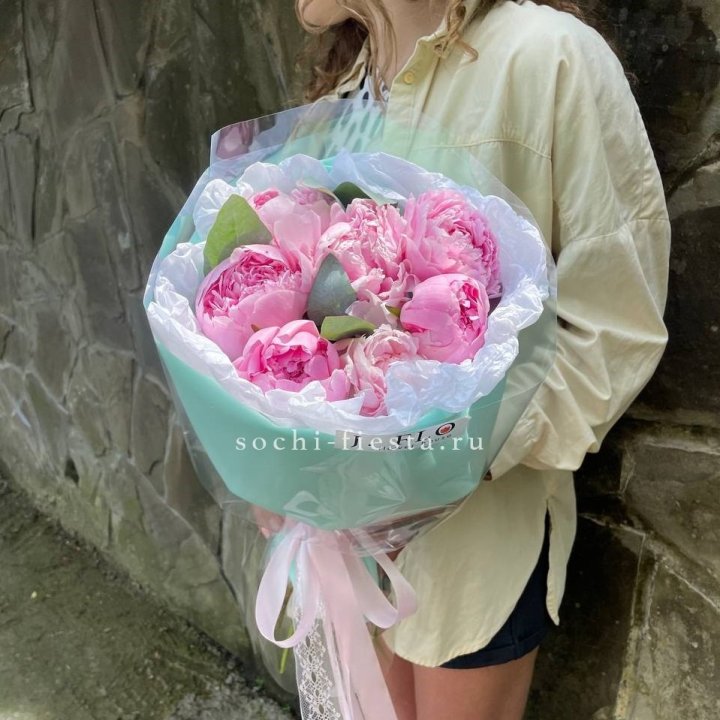 7 зефирных пионов в фоамиране в Саратове