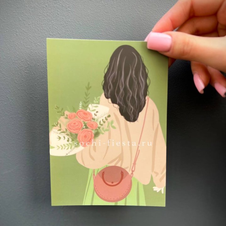 Открытка к букету "Потрясающая девушка" в Саратове