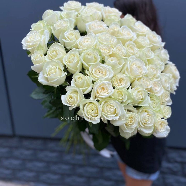 51 белоснежная высокая роза в Саратове